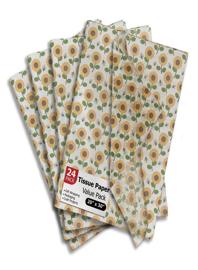 Pro Supply Global Sunflower and Bees Summer Printed Tissue Paper for Gift Bags or Boxes and Wrapping - Floral Spring Bulk Decorative Art Tissue Paper for Packaging and Gifting | 24 Sheets 20" x 30" - Image 1